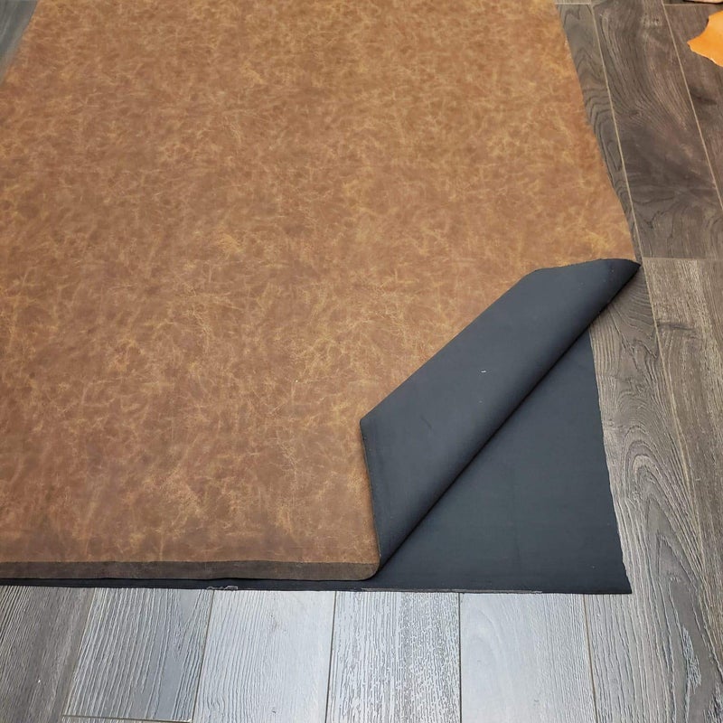 NAT Leathers | Brown Distressed Crazy Horse Oily Faux Vegan Leather PU (Peta Approved Vegan) | 2 Yards (72 inch Length x 54 inch Wide) Cut by Yard Synthetic Pleather 0.9 mm Upholstery | 72"X54" - Image 3